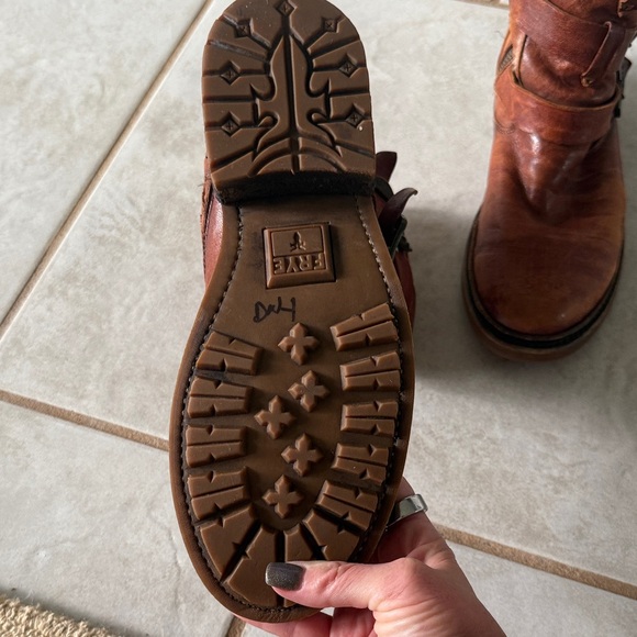 Frye Cognac Leather Triple Buckle Boots - Picture 3 of 5